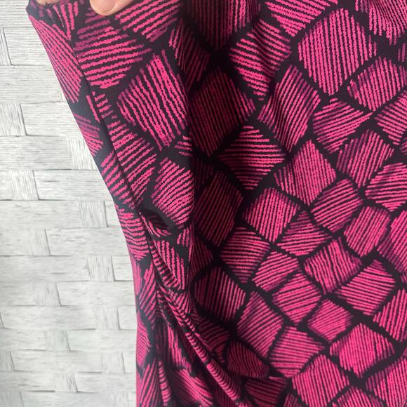 Anne Klein women’s blouse asymmetrical cap sleeve black pink bohemian plus size - Picture 3 of 8